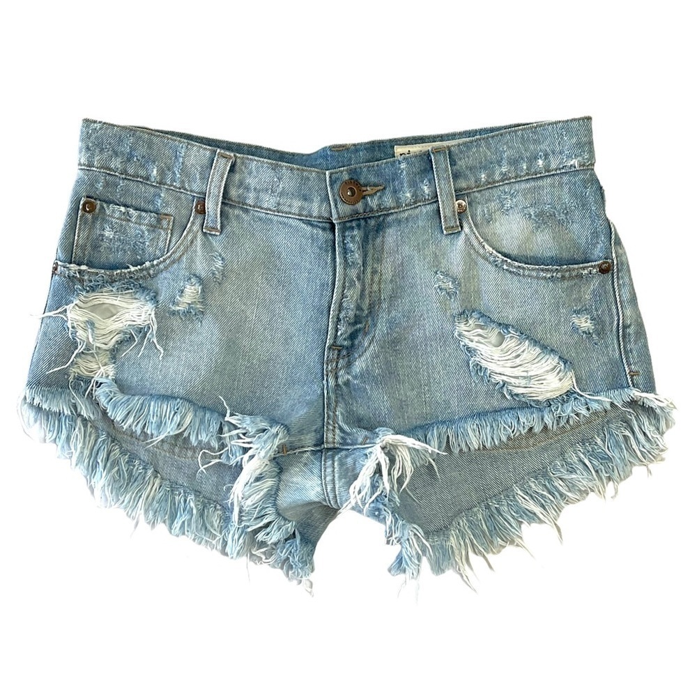 Pistola Light Blue Distressed Jean Shorts